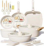 BECIGAR 23PCS Ceramic Pots and Pans Set, Removable Handle Pots and Pans Set by BecigarCookware