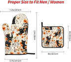 Orange Floral Pot Holders and Oven Mitts Set of 3, Cute Black Cat Kitchen - Image 4