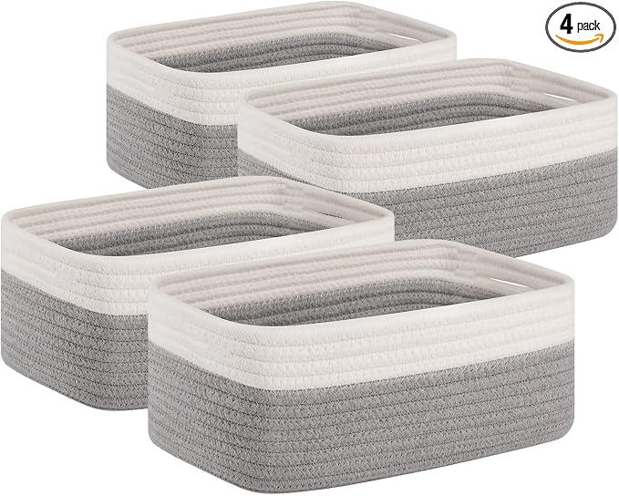 OIAHOMY 4 Pack Storage Baskets for Organizing, Small Bins for Shelves, Cute by MasterofSpaceOptimization