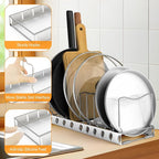 FLSEPAMB 2 Pack 10-Tier Pan Organizer Adjustable Lid Organizer Kitchen - Image 2