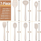 E-far Silicone Cooking Utensils Set, 7-Piece Khaki Heat Resistant Kitchen - Image 2