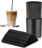200 Pcs Black Coffee Stirrer Sticks and Holder Set 7 Inch Plastic Coffee Stir by SMAODSGN