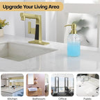 Gold Refillable Glass Kitchen Soap Dispenser, 16oz Bathroom Soap Dispenser - Image 4