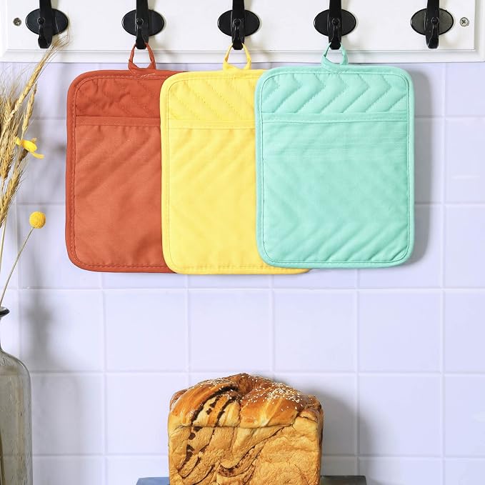 Anyi Pot Holders and Oven Mitts 7" X 9" Heat Resistant Cotton Pocket Pot Holder - Image 5
