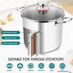 TeamFar 10 Quart Stock Pot, Stainless Steel Tri-ply Large Stockpot Pasta Soup - Image 4