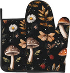 Mushroom Oven Mitts Set – Vintage Pot Holders Kitchen Gloves by DZGlobal