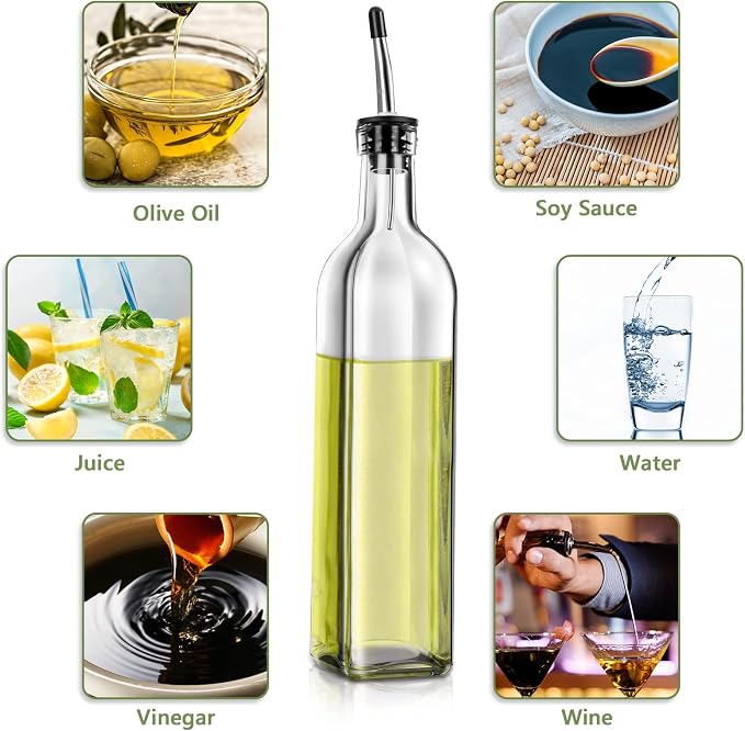 Leaflai Olive Oil Dispenser Bottle, 4 Labels, 1 Brush and 1 Funnel Oil Bottles - Image 8