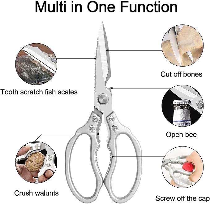 AWinjoy Heavy Duty Sharp Kitchen Scissors, Dishwasher Safe, Cooking Shears - Image 2