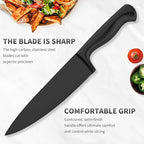 Black Knives Set, 15-Piece Stainless Steel Kitchen Knife Block Sets - Image 4