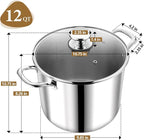 P&P CHEF 12 Quart Tri-Ply Stainless Steel Stockpot, Stock Pot - Image 2
