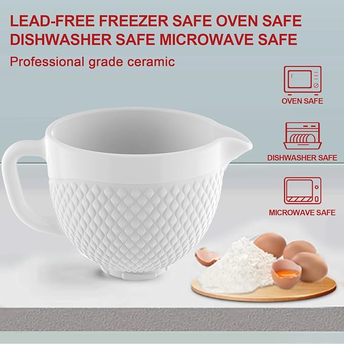 Ceramic Bowl for KitchenAid Mixer, Fit 4.5-5Qt Ceramic Bowl for KitchenAid - Image 3