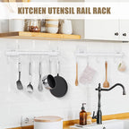 Kitchen Utensil Hanger, Adhesive Utensil Holder Wall Mount Kitchen Rack Rail - Image 2