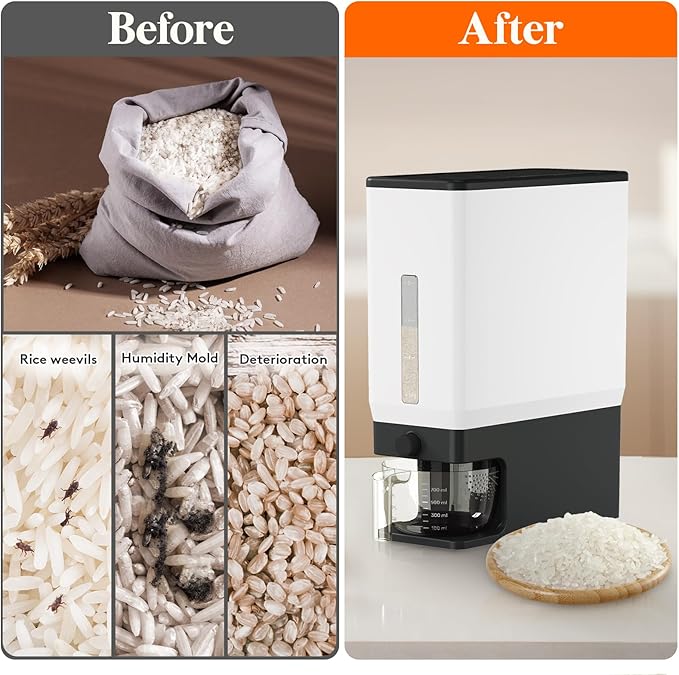 Lifewit Rice Dispenser 25 Lbs, Rice Storage Container Sealed Moisture Proof - Image 5