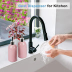 Natheeph 14OZ Ceramic Soap Dispenser Ceramic Soap Pump Dispenser Can Fill Liquid - Image 4