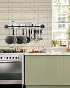 Industrail Pipe Pot Pan Rack, Wall mount Pot hangers Pan Haniging Rail Lid - Image 4