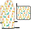 Mid Century Modern Cats Oven Mitts and Pot Holders Set Heat Resistant Cute Oven by Unknown