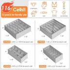 Criusia 12 Pack Sock Underwear Drawer Organizer Dividers, 116 Cells Fabric - Image 3