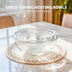Luvan Glass Mixing Bowl with Lids Set of 5, Space-Saving Nesting Bowls - Image 7