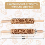 Floral Rose Embossed Rolling Pin - Image 3