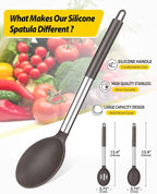 Pack of 2 Large Silicone Cooking Spoons, Non Stick Solid Basting Spoon - Image 2