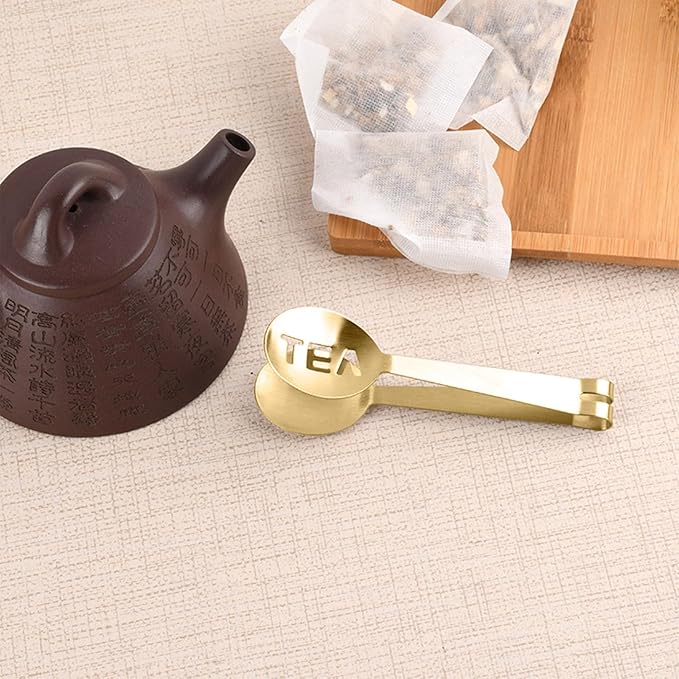 4Pcs Gold Tea Bag Squeezer, Stainless Steel Clip On Strainer, Tea Spoon Tongs - Image 6
