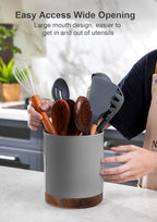 Nucookery 360°Rotating Utensil Holder, 7.2" Large Utensil Crock, Farmhouse - Image 4