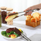Baderke 2 Pcs Kitchen Tongs for Cooking Wooden Utensil Set Salad Tongs - Image 2