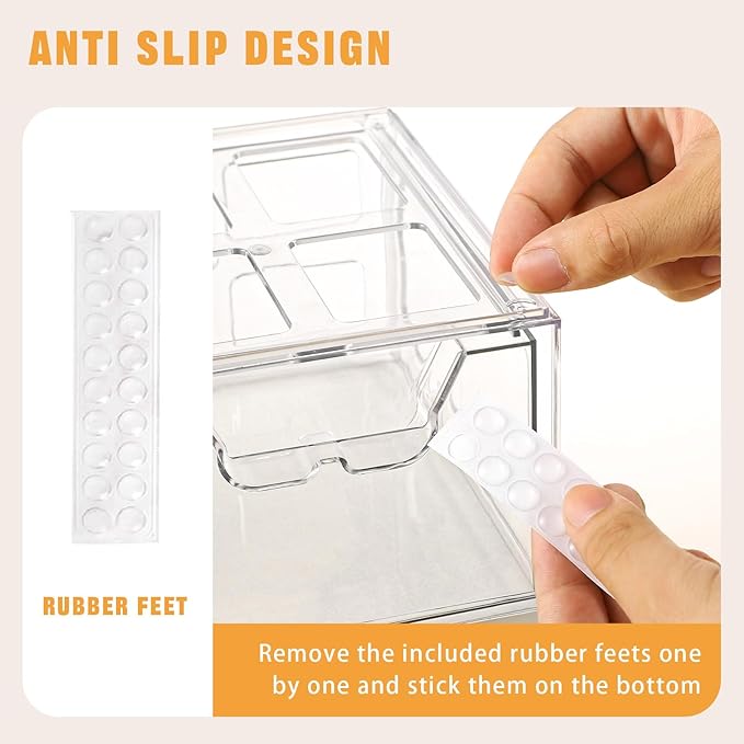 Stebopum 6 Pack Stackable Storage Drawers Clear Acrylic Organizer Makeup - Image 3