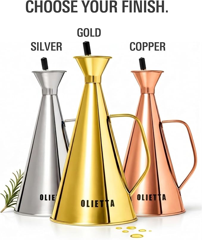 Olietta Olive Oil Dispenser Bottle Gold Stainless Steel Non Drip Leak Proof No - Image 7