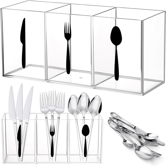 Suzile Acrylic Cutlery Storage Organizer Bin Silverware Caddy Countertop Knife by Suzile