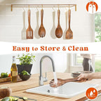 4Pcs Wooden Spoons for Cooking, Acacia Wood Kitchen Utensils Set for Nonstick - Image 5