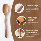 Wooden Spoons for Cooking, Non Scratch, Easy Clean, Natural Teak Wooden - Image 6