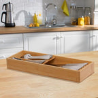 guiogc Bamboo Silverware Drawer Organizer, Kitchen Cutlery Tray, Utensil Holder - Image 5