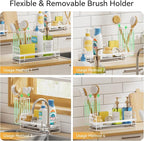 Yofidra Sink Caddy with Stone Drying Tray: Stainless Steel Soap Dispenser - Image 3