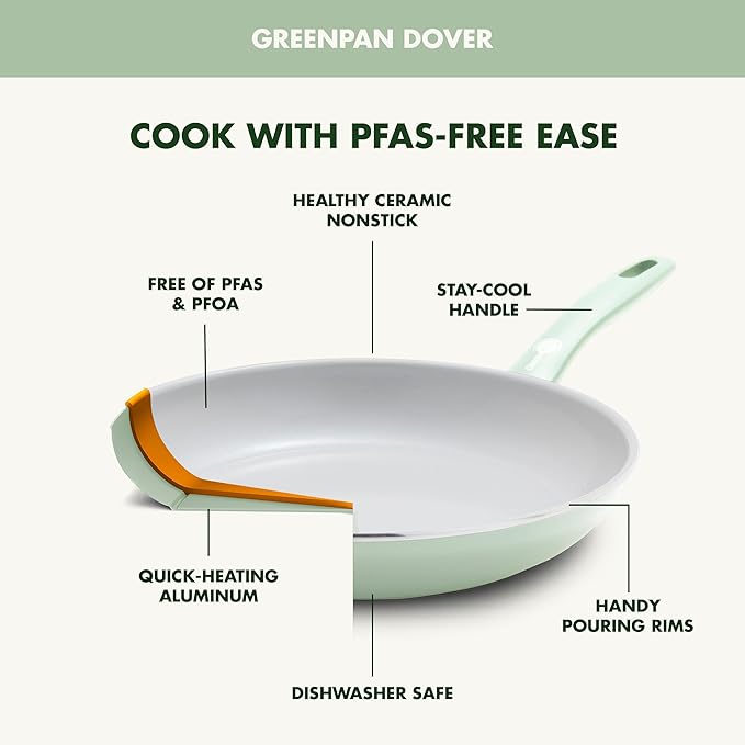 GreenPan Dover 12” Frying Pan Skillet, Non-Toxic PFAS-Free Ceramic Nonstick - Image 3