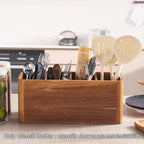16" Wooden Kitchen Utensil Holder, Extra Large Acacia Wood Organizer - Image 4