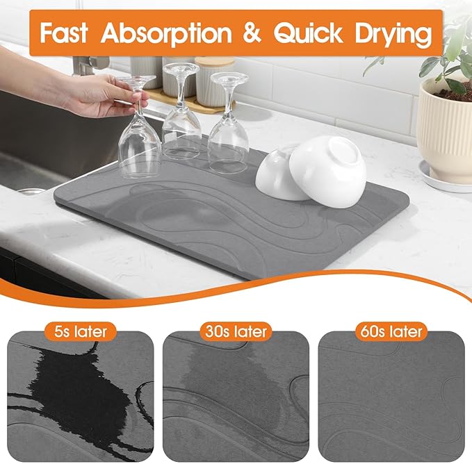 Snuggery Stone Drying Mat for Kitchen Counter - Image 3