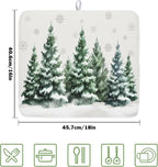 Christmas Dish Drying Mat 16x18 Inch Xmas Forest Tree Absorbent Dish Drainer - Image 2