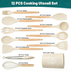 Silicone Cooking Utensil Set, Nonstick Kitchen Utensils 446°F Heat-Resistant - Image 2