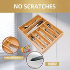 Besilord Silverware Organizer Kitchen Drawer Organizer Utensil Organizer Bamboo - Image 4