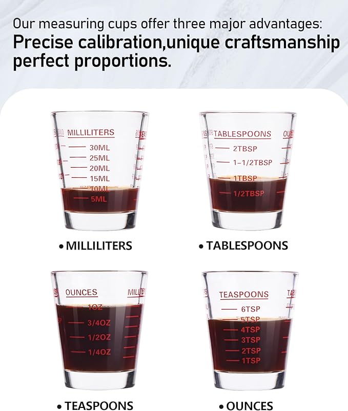 SAIAOKJ Shot Glasses Measuring Cup Set 6 Pack Espresso Shot Glasses Liquid - Image 4