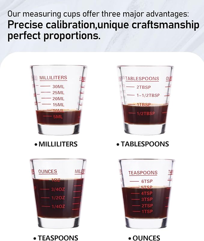 SAIAOKJ Shot Glasses Measuring Cup Set 6 Pack Espresso Shot Glasses Liquid - Image 3