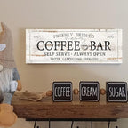 Coffee Bar Sign Decor Rustic Kitchen Canvas Sign Farmhouse Bar Hanging Wall - Image 3