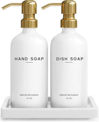 Luxury Glass Hand and Dish Soap Dispenser Set by Brighter Barns by BrighterBarns