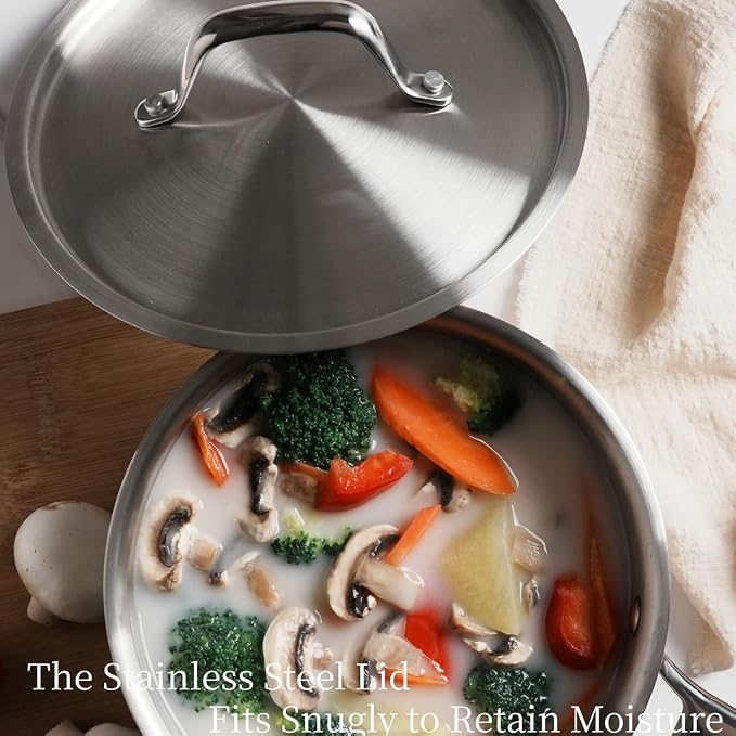 1.5 QT Saucepan with Lid, 3-Ply Stainless Steel Saucepan, Induction Compatible - Image 6