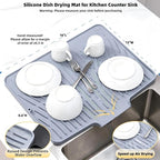 Silicone Dish Drying Mat for Kitchen Counter Sink, Non-Slip dish drying Pad - Image 2
