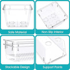StorMiracle 13 PCS Clear Plastic Drawer Organizers Set, 4 Size Desk Drawer - Image 3