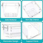 StorMiracle 7 PCS Clear Plastic Drawer Organizers Set, 4 Size Desk Drawer - Image 3