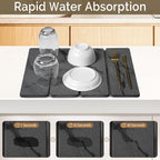 Small Stone Dish Drying Mat for Kitchen Counter, Foldable Water Absorbing - Image 3