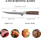Sunnecko Boning Knife with Pakkawood Handle, 6 inch High Carbon German - Image 2